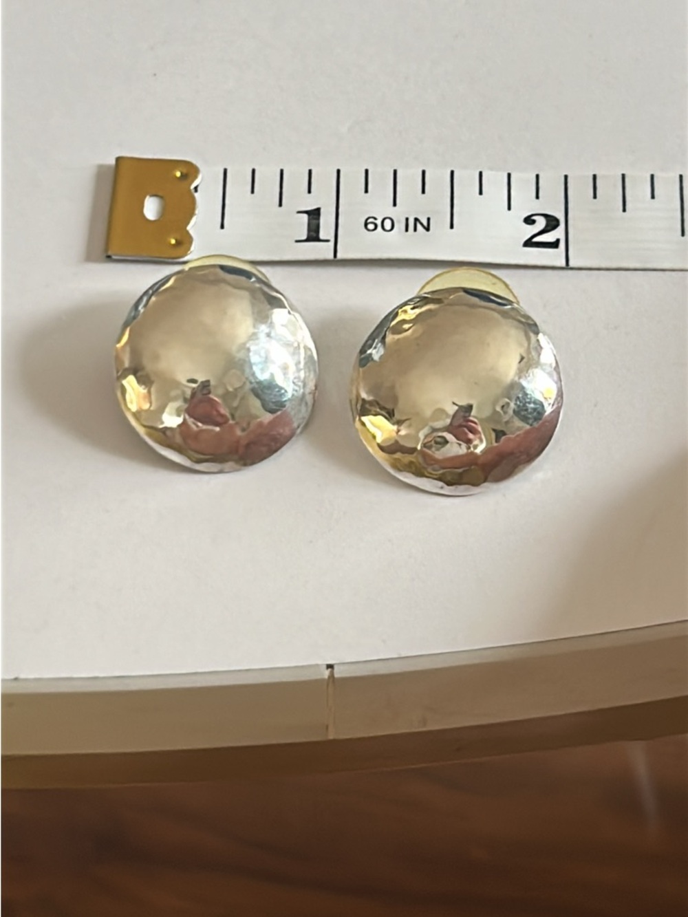 Round Hammered Disc Post Earrings in Shiny Sterling Silver